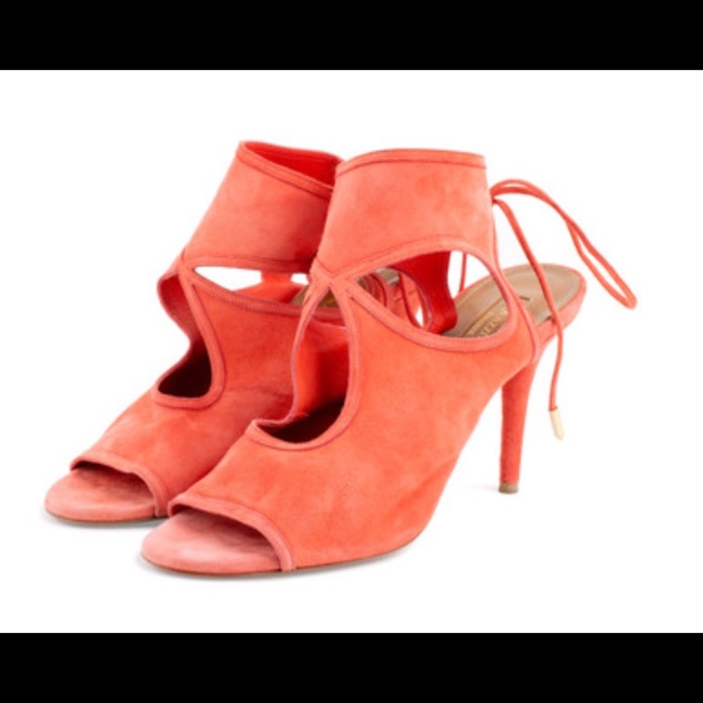 AQUAZZURA Sexy Thing Suede Sandals in Pink
